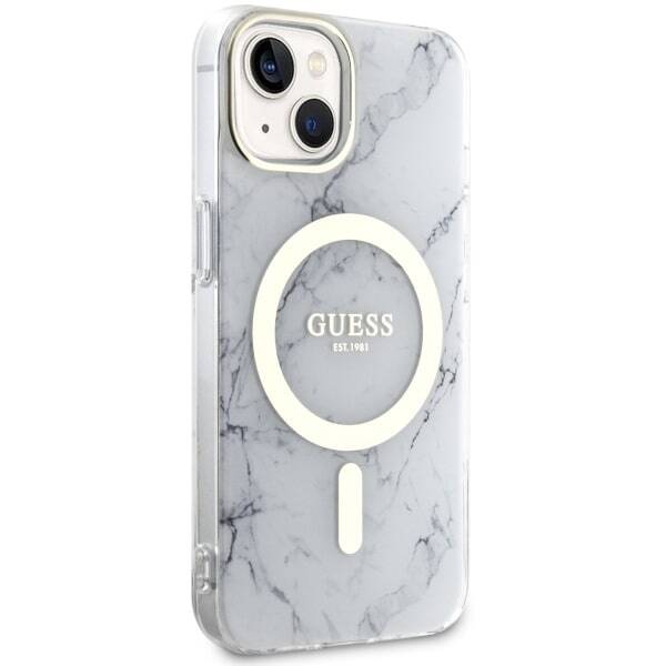 GUESS GUHMP14MPCUMAH IPHONE 14 PLUS / 15 PLUS 6.7" BIAŁY/WHITE HARDCASE MARBLE MAGSAFE