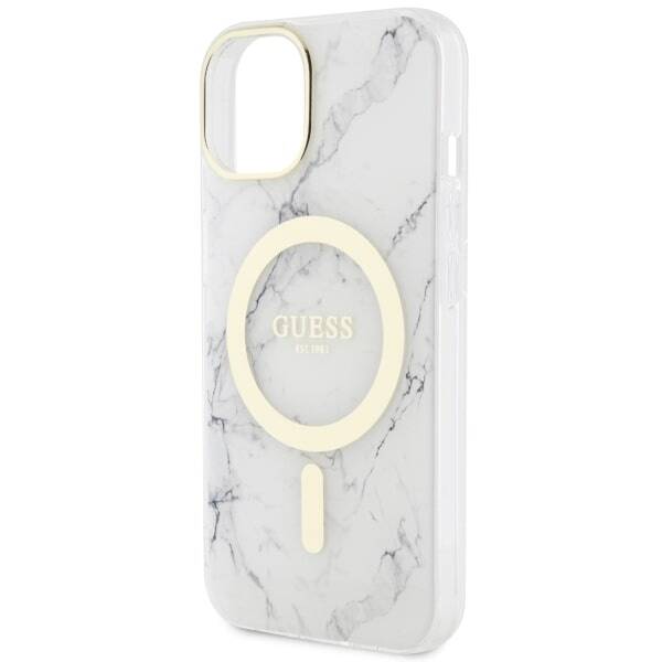 GUESS GUHMP14MPCUMAH IPHONE 14 PLUS / 15 PLUS 6.7" BIAŁY/WHITE HARDCASE MARBLE MAGSAFE