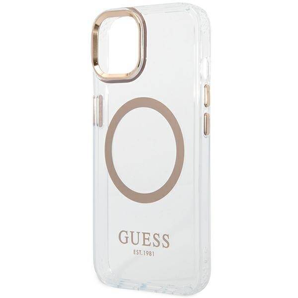 GUESS GUHMP14SHTRMD IPHONE 14 / 15 / 13 6.1" ZŁOTY/GOLD HARD CASE METAL OUTLINE MAGSAFE