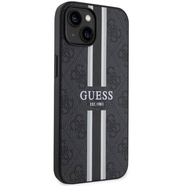 GUESS GUHMP14SP4RPSK IPHONE 14 / 15 / 13 6.1" CZARNY/BLACK HARDCASE 4G PRINTED STRIPES MAGSAFE