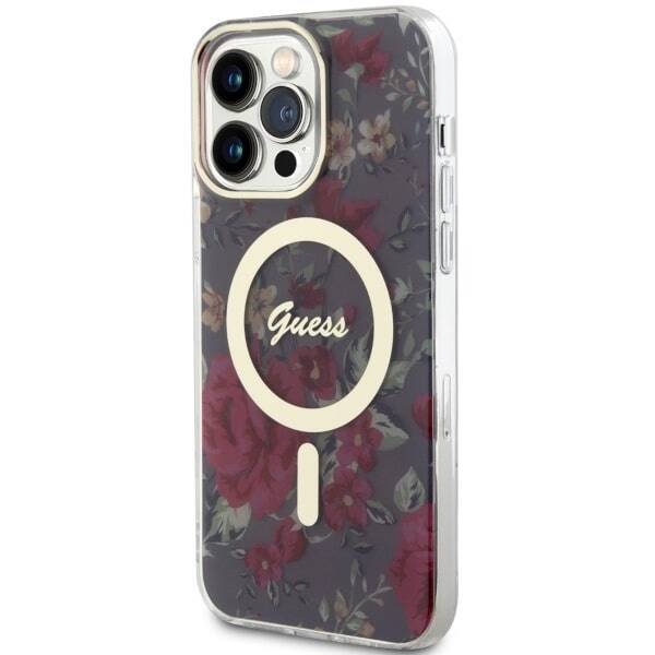 GUESS GUHMP14XHCFWSA IPHONE 14 PRO MAX 6.7" ZIELONY/KHAKI HARDCASE FLOWER MAGSAFE