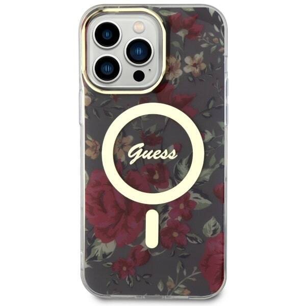 GUESS GUHMP14XHCFWSA IPHONE 14 PRO MAX 6.7" ZIELONY/KHAKI HARDCASE FLOWER MAGSAFE