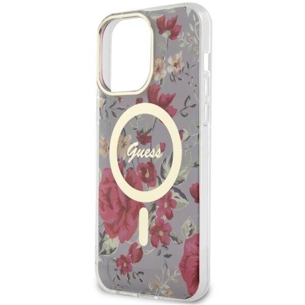 GUESS GUHMP14XHCFWSA IPHONE 14 PRO MAX 6.7" ZIELONY/KHAKI HARDCASE FLOWER MAGSAFE