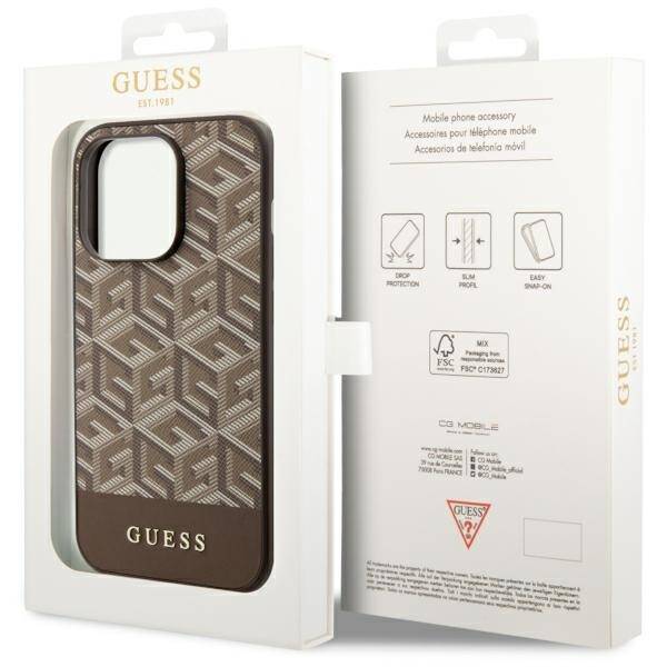 GUESS GUHMP14XHGCFSEW IPHONE 14 PRO MAX 6.7" BRĄZOWY/BROWN HARD CASE GCUBE STRIPES MAGSAFE