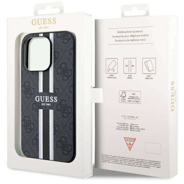 GUESS GUHMP14XP4RPSK IPHONE 14 PRO MAX 6.7" CZARNY/BLACK HARDCASE 4G PRINTED STRIPES MAGSAFE