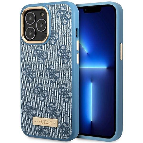 GUESS GUHMP14XU4GPRB IPHONE 14 PRO MAX 6,7" NIEBIESKI/BLUE HARD CASE 4G LOGO PLATE MAGSAFE