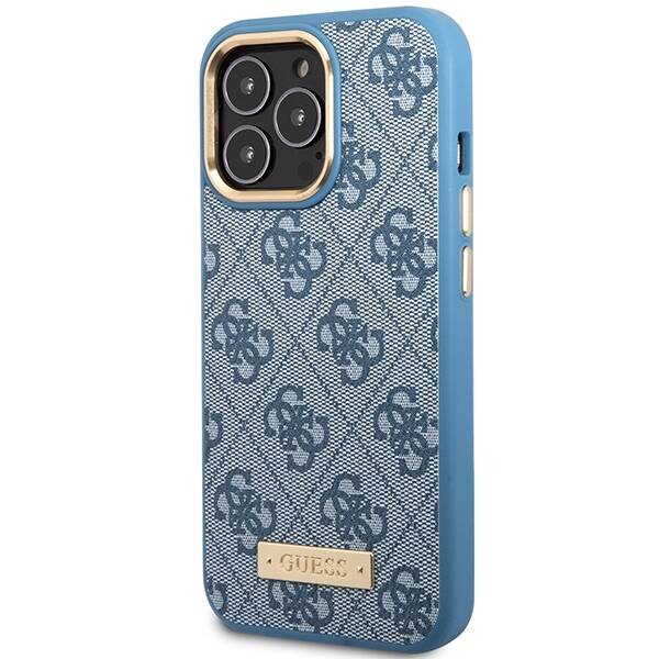 GUESS GUHMP14XU4GPRB IPHONE 14 PRO MAX 6,7" NIEBIESKI/BLUE HARD CASE 4G LOGO PLATE MAGSAFE