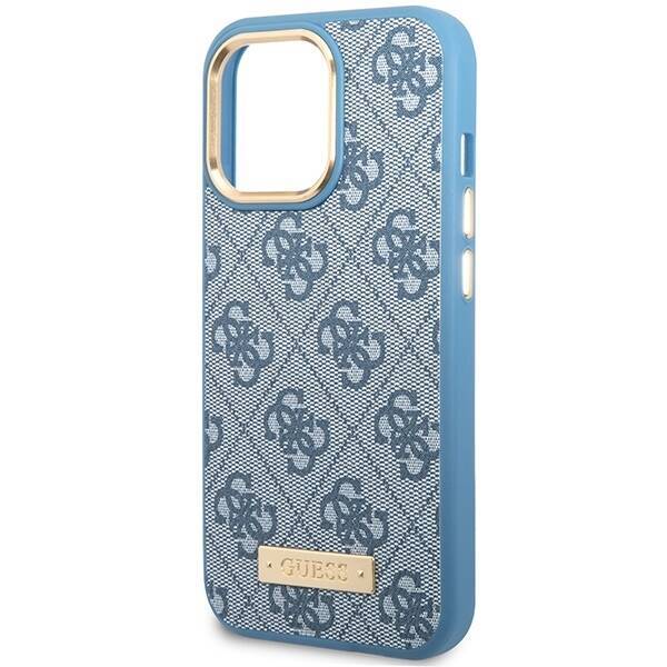 GUESS GUHMP14XU4GPRB IPHONE 14 PRO MAX 6,7" NIEBIESKI/BLUE HARD CASE 4G LOGO PLATE MAGSAFE