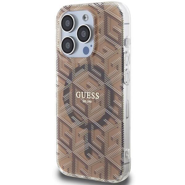 GUESS GUHMP15LHGCUSTGW IPHONE 15 PRO 6.1" BRĄZOWY/BROWN HARDCASE IML GCUBE MAGSAFE