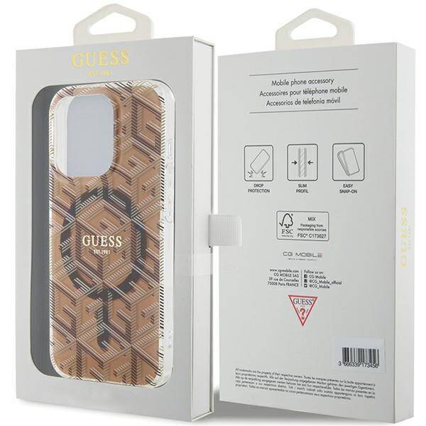 GUESS GUHMP15LHGCUSTGW IPHONE 15 PRO 6.1" BRĄZOWY/BROWN HARDCASE IML GCUBE MAGSAFE