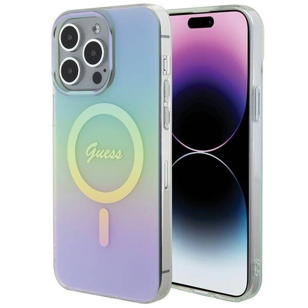 GUESS GUHMP15LHITSQ IPHONE 15 PRO 6.1" TURKUSOWY/TURQUOISE HARDCASE IML IRIDESCENT MAGSAFE