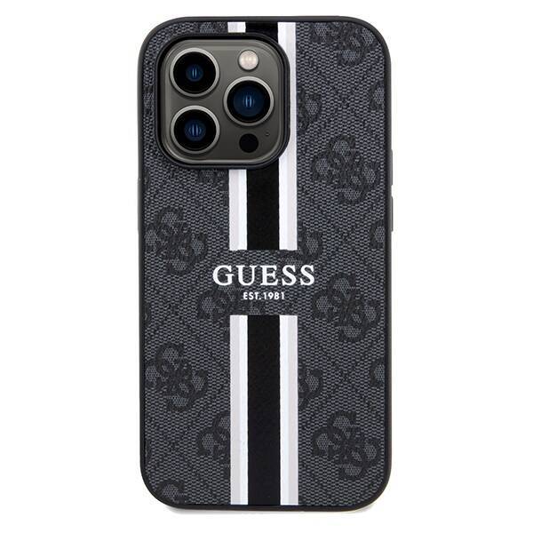 GUESS GUHMP15LP4RPSK IPHONE 15 PRO 6.1" CZARNY/BLACK HARDCASE 4G PRINTED STRIPES MAGSAFE