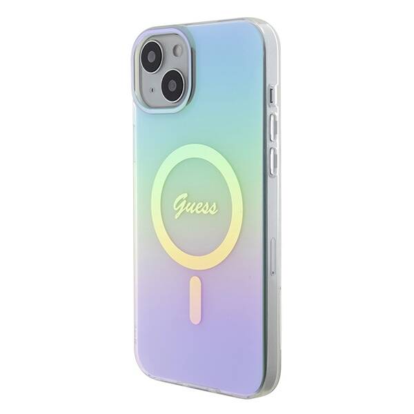 GUESS GUHMP15MHITSQ IPHONE 15 PLUS / 14 PLUS 6.7" TURKUSOWY/TURQUOISE HARDCASE IML IRIDESCENT MAGSAFE