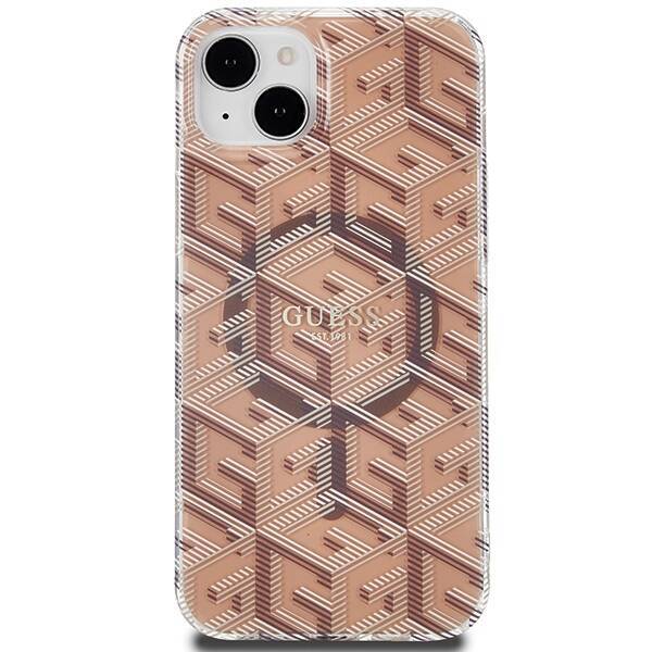 GUESS GUHMP15SHGCUSTGW IPHONE 15 / 14 / 13 6.1" BRĄZOWY/BROWN HARDCASE IML GCUBE MAGSAFE