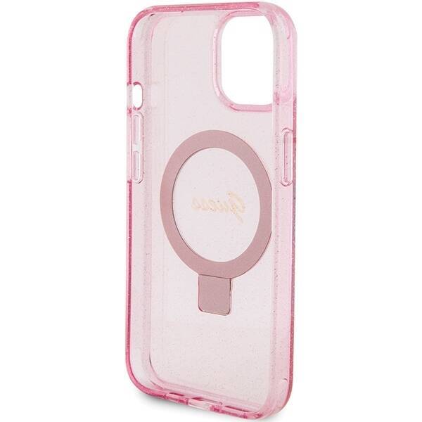 GUESS GUHMP15SHRSGSP IPHONE 15 / 14 / 13 6.1" RÓŻOWY/PINK HARDCASE RING STAND SCRIPT GLITTER MAGSAFE