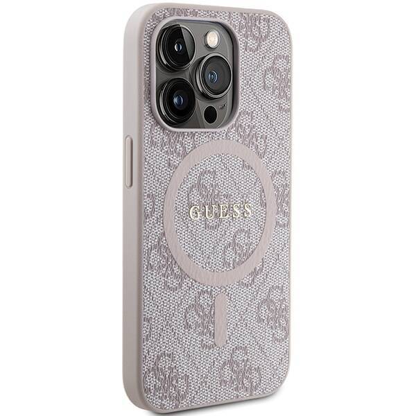 GUESS GUHMP15XG4GFRP IPHONE 15 PRO MAX 6.7" RÓŻOWY/PINK HARDCASE 4G COLLECTION LEATHER METAL LOGO MAGSAFE