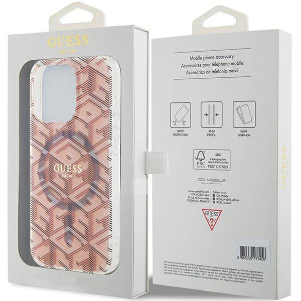 GUESS GUHMP15XHGCUSTGP IPHONE 15 PRO MAX 6.7" RÓŻOWY/PINK HARDCASE IML GCUBE MAGSAFE