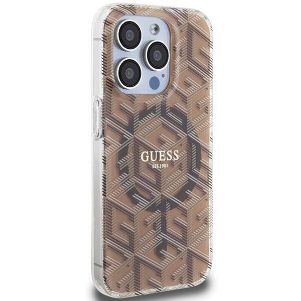 GUESS GUHMP15XHGCUSTGW IPHONE 15 PRO MAX 6.7" BRĄZOWY/BROWN HARDCASE IML GCUBE MAGSAFE