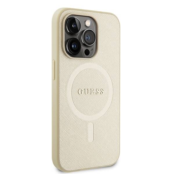 GUESS GUHMP15XPSAHMCB IPHONE 15 PRO MAX 6.7" ZŁOTY/GOLD HARDCASE SAFFIANO MAGSAFE