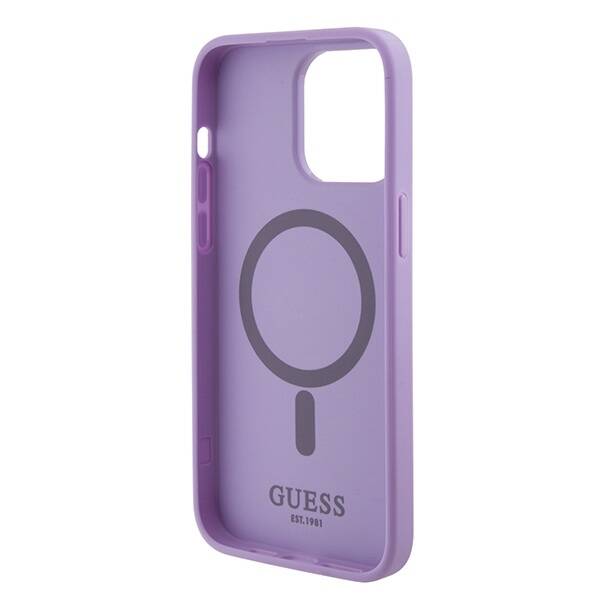 GUESS GUHMP15XPSAHMCU IPHONE 15 PRO MAX 6.7" FIOLETOWY/PURPLE HARDCASE SAFFIANO MAGSAFE