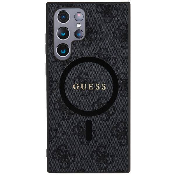 GUESS GUHMS24LG4GFRK S24 ULTRA S928 CZARNY/BLACK HARDCASE 4G COLLECTION LEATHER METAL LOGO MAGSAFE