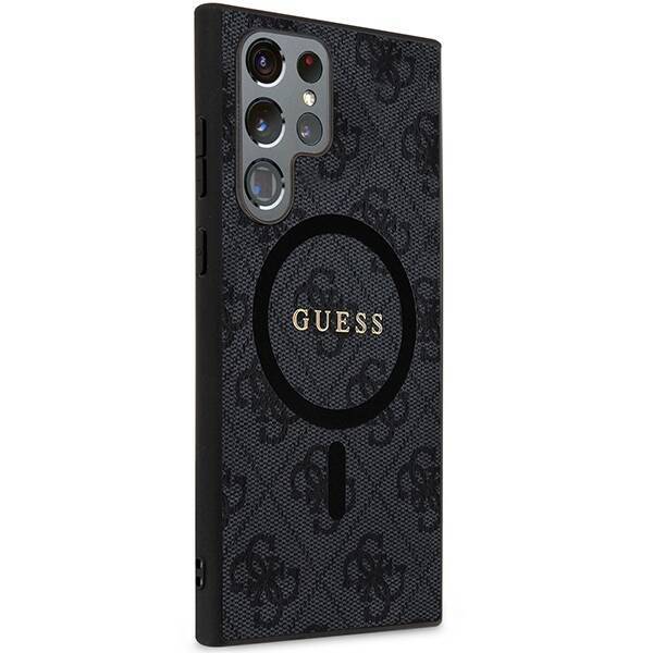 GUESS GUHMS24LG4GFRK S24 ULTRA S928 CZARNY/BLACK HARDCASE 4G COLLECTION LEATHER METAL LOGO MAGSAFE