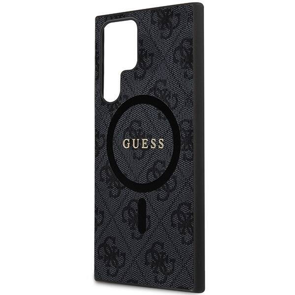 GUESS GUHMS24LG4GFRK S24 ULTRA S928 CZARNY/BLACK HARDCASE 4G COLLECTION LEATHER METAL LOGO MAGSAFE