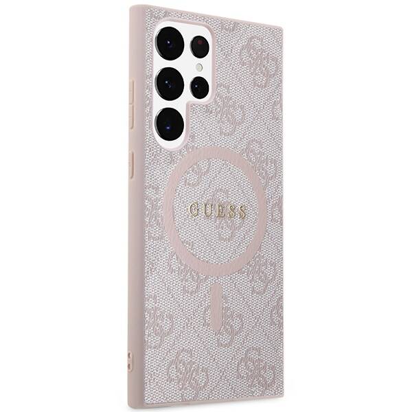 GUESS GUHMS24LG4GFRP S24 ULTRA S928 RÓŻOWY/PINK HARDCASE 4G COLLECTION LEATHER METAL LOGO MAGSAFE