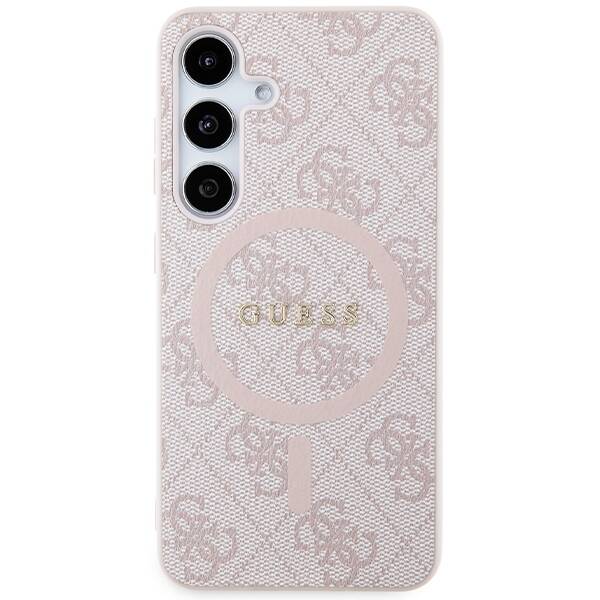 GUESS GUHMS24SG4GFRP S24 S921 RÓŻOWY/PINK HARDCASE 4G COLLECTION LEATHER METAL LOGO MAGSAFE