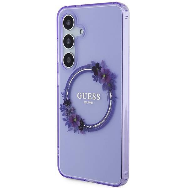 GUESS GUHMS24SHFWFCU S24 S921 FIOLETOWY/PURPLE HARDCASE IML FLOWERS WREATH MAGSAFE