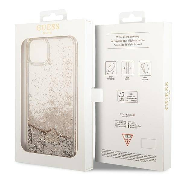 GUESS GUOHCP14MGLHFLGO IPHONE 14 PLUS / 15 PLUS 6.7" ZŁOTY/GOLD HARDCASE GLITTER CHARMS