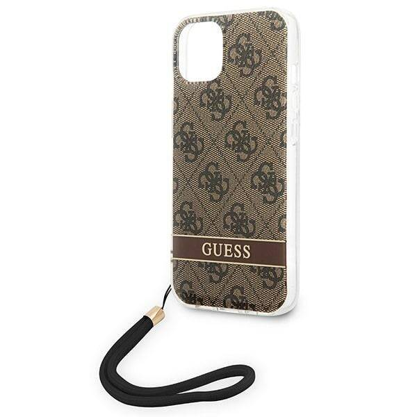 GUESS GUOHCP14MH4STW IPHONE 14 PLUS / 15 PLUS 6.7" BRĄZOWY/BROWN HARDCASE 4G PRINT STRAP