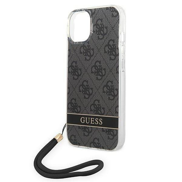 GUESS GUOHCP14SH4STK IPHONE 14 / 15 / 13 6.1" CZARNY/BLACK HARDCASE 4G PRINT STRAP