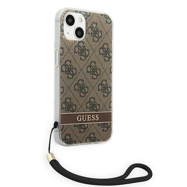 GUESS GUOHCP14SH4STW IPHONE 14 / 15 / 13 6.1" BRĄZOWY/BROWN HARDCASE 4G PRINT STRAP