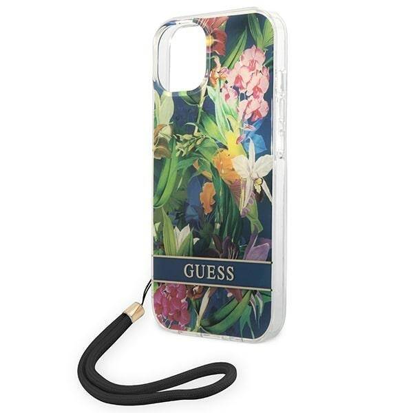 GUESS GUOHCP14SHFLSB IPHONE 14 / 15 / 13 6.1" NIEBIESKI/BLUE HARDCASE FLOWER STRAP