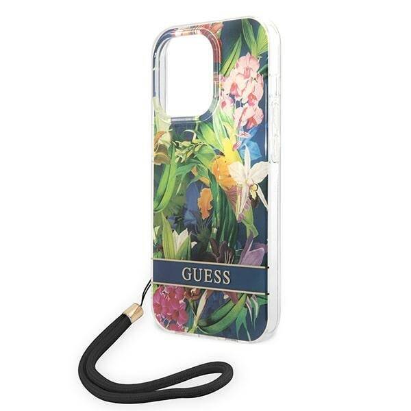 GUESS GUOHCP14XHFLSB IPHONE 14 PRO MAX 6,7" NIEBIESKI/BLUE HARDCASE FLOWER STRAP