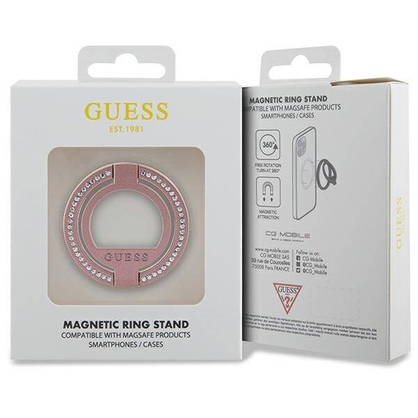 GUESS MAGSAFE RING STAND GUMRSALDGP RÓŻOWY/PINK RHINESTONE