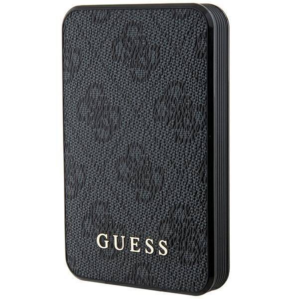 GUESS POWERBANK 15W GUPB5LP4GEGK 5000MAH CZARNY/BLACK 4G LEATHER METAL LOGO