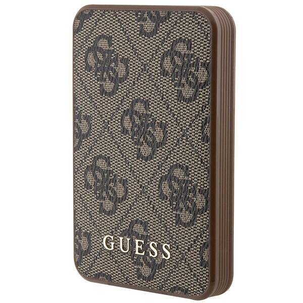 GUESS POWERBANK 15W GUPB5LP4GEGW 5000MAH BRĄZOWY/BROWN 4G LEATHER METAL LOGO