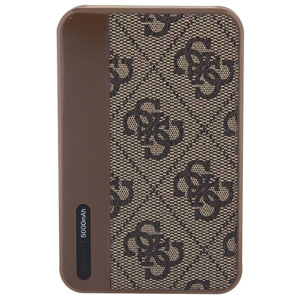 GUESS POWERBANK 15W GUPB5LP4GEGW 5000MAH BRĄZOWY/BROWN 4G LEATHER METAL LOGO