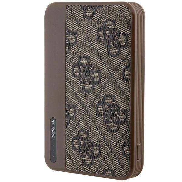 GUESS POWERBANK 15W GUPB5LP4GEGW 5000MAH BRĄZOWY/BROWN 4G LEATHER METAL LOGO