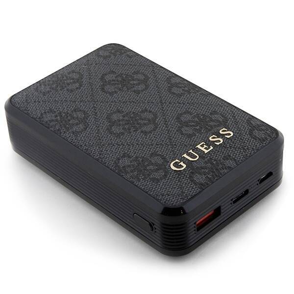 GUESS POWERBANK 18W GUPB10DP4GEGK 10000MAH CZARNY/BLACK 4G LEATHER METAL LOGO