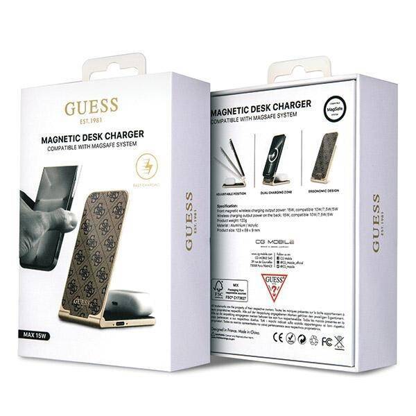 GUESS SKŁADANA ŁAD. INDUKCYJNA 2W1 GUDCFAL4PEGW 15W BRĄZOWY/BROWN 4G PATTERN MAGSAFE