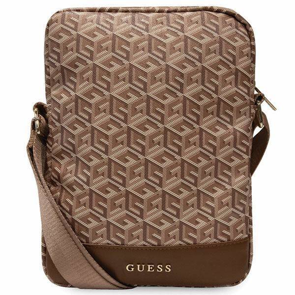 GUESS TORBA GUTB10HGCFSEW 10" BRĄZOWY/BROWN GCUBE STRIPE TABLET BAG