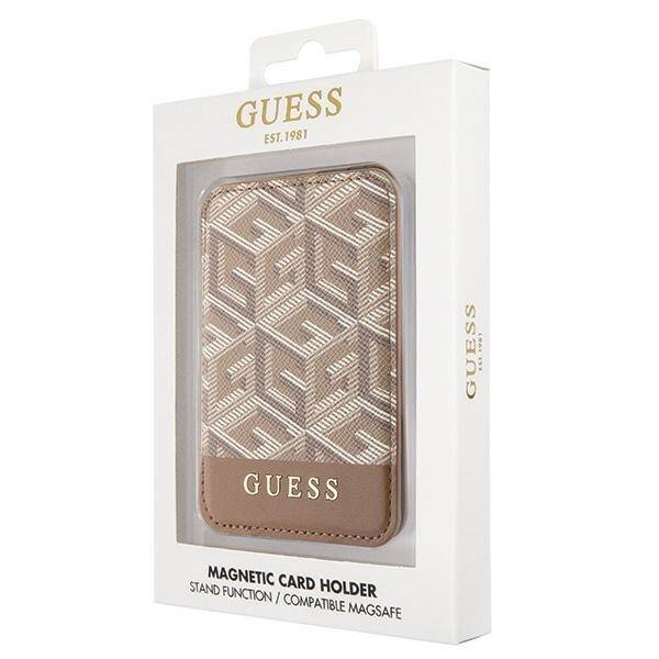 GUESS WALLET CARD SLOT GUWMSHGCFSEW MAGSAFE GCUBE STRIPE BRĄZOWY/BROWN