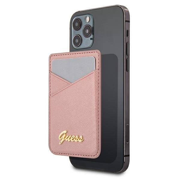 GUESS WALLET CARD SLOT GUWMSSASLPI MAGSAFE SAFFIANO RÓŻOWY/PINK