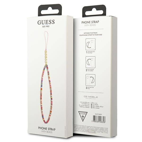 GUESS ZAWIESZKA GUSTGMPP PHONE STRAP WIELOKOLOROWY RÓŻOWY/MULTICOLOR PINK HEISHI BEADS