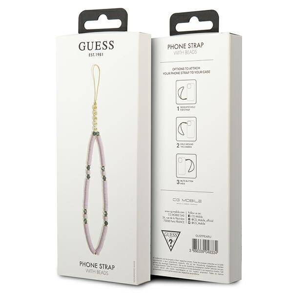 GUESS ZAWIESZKA GUSTPEARU PHONE STRAP LILAK/LILAC HEISHI BEADS