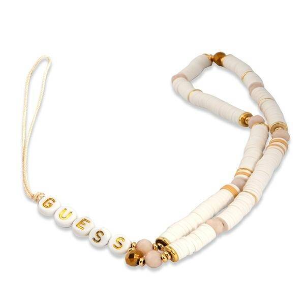 GUESS ZAWIESZKA GUSTPEARW PHONE STRAP BIAŁY/WHITE HEISHI BEADS