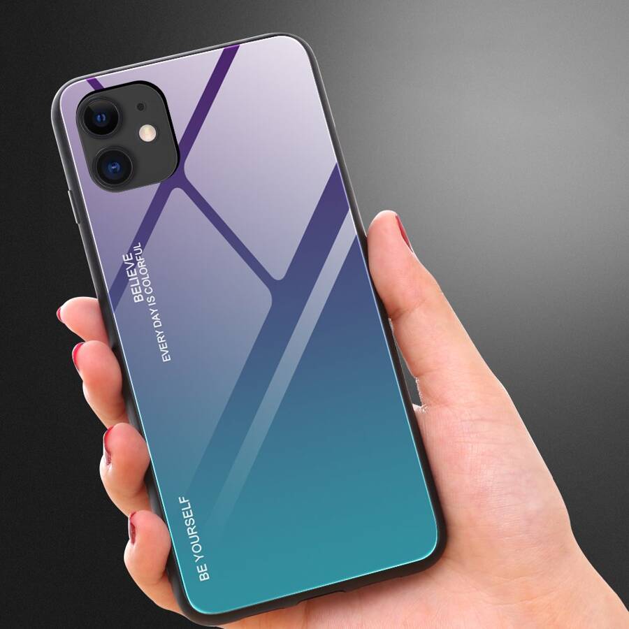 Gradient Glass etui pokrowiec nakładka ze szkła hartowanego iPhone 12 mini różowy